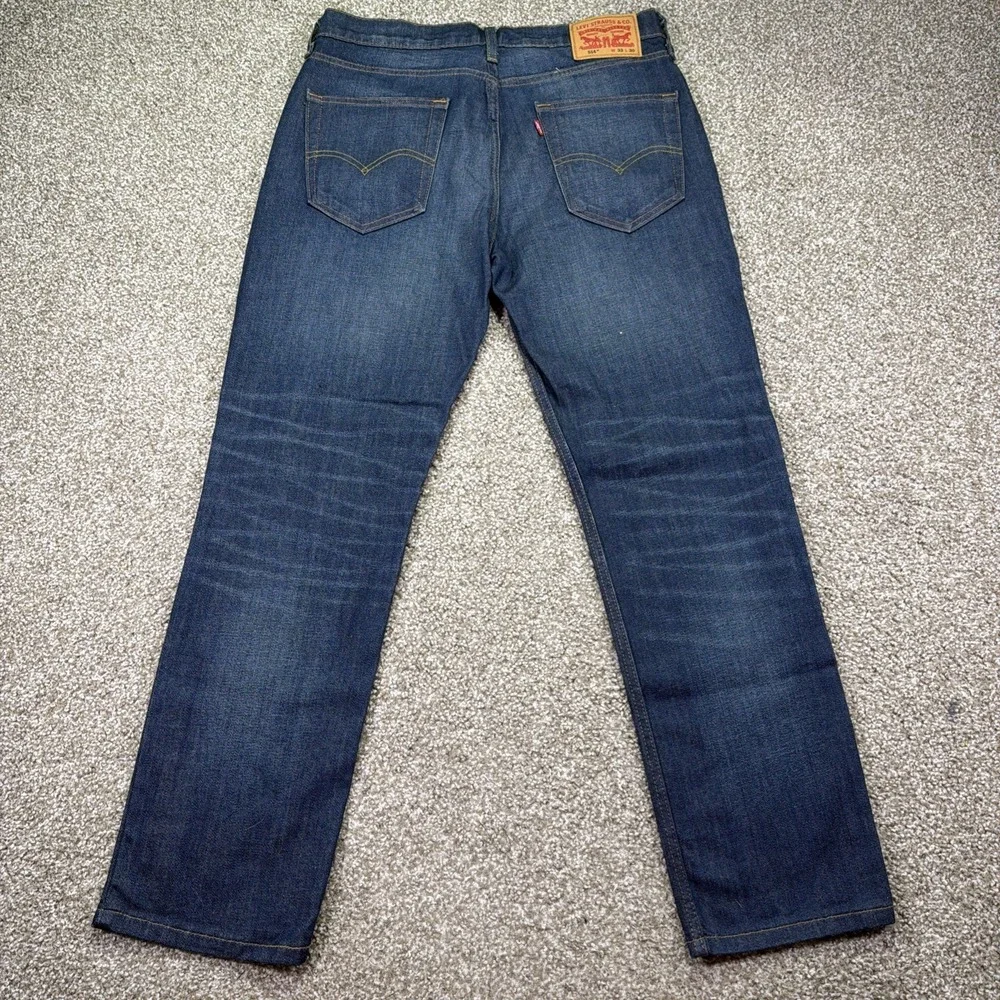 Levi 514 Premium Dark Wash Jeans Straight Fit 33X30 Whiskering Faded
